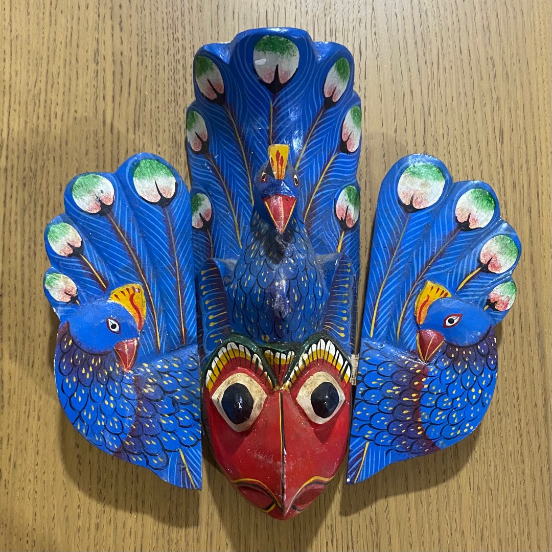 Wooden Mask Wall Decor Peacock Design, Furniture & Home Living, Home