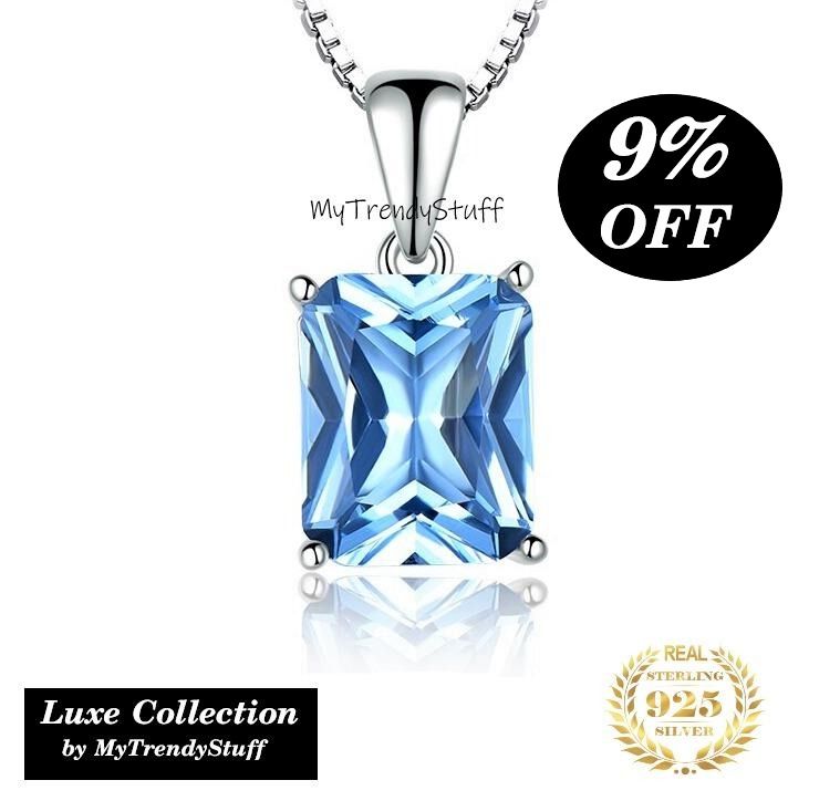 9 OFF Dazzling 4.1ct Lab Swiss Blue Topaz Solitaire Necklace in 925 Sterling Silver Women s Fashion Jewelry Organisers Necklaces on Carousell