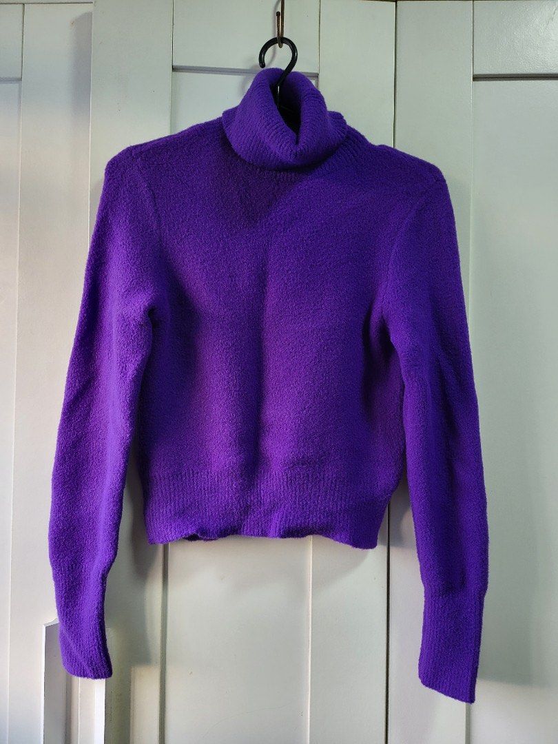 Zara Bright Purple Turtle Neck Thick Sweater Material Women s