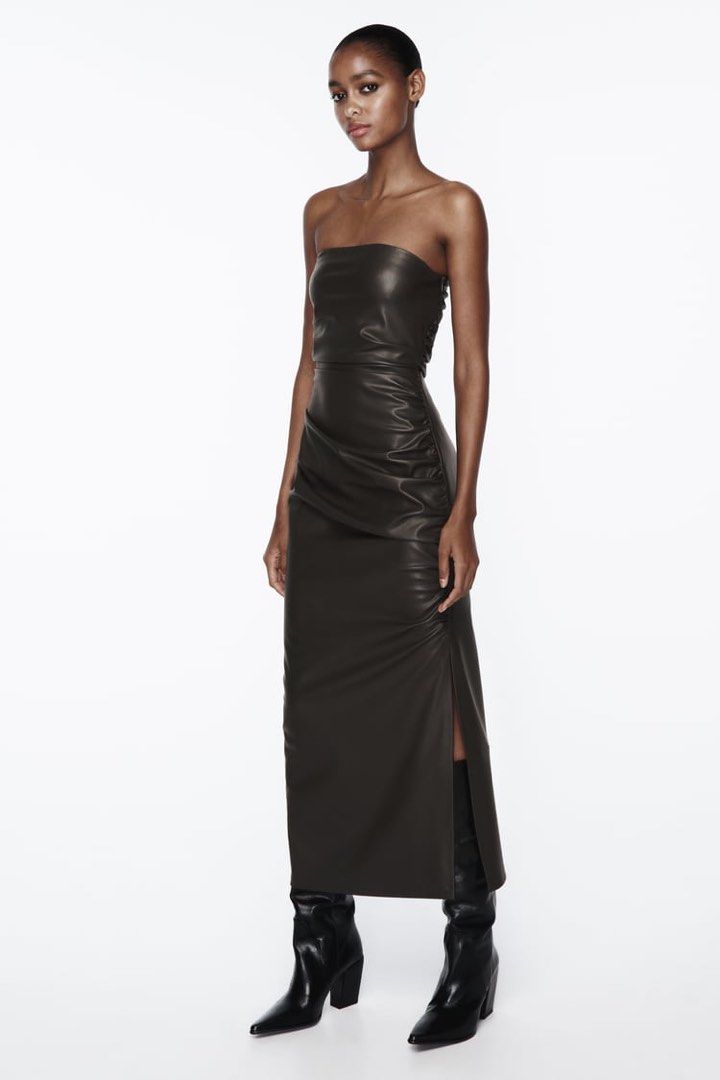 Zara Leather Dress, Women's Fashion, Dresses & Sets, Dresses on Carousell