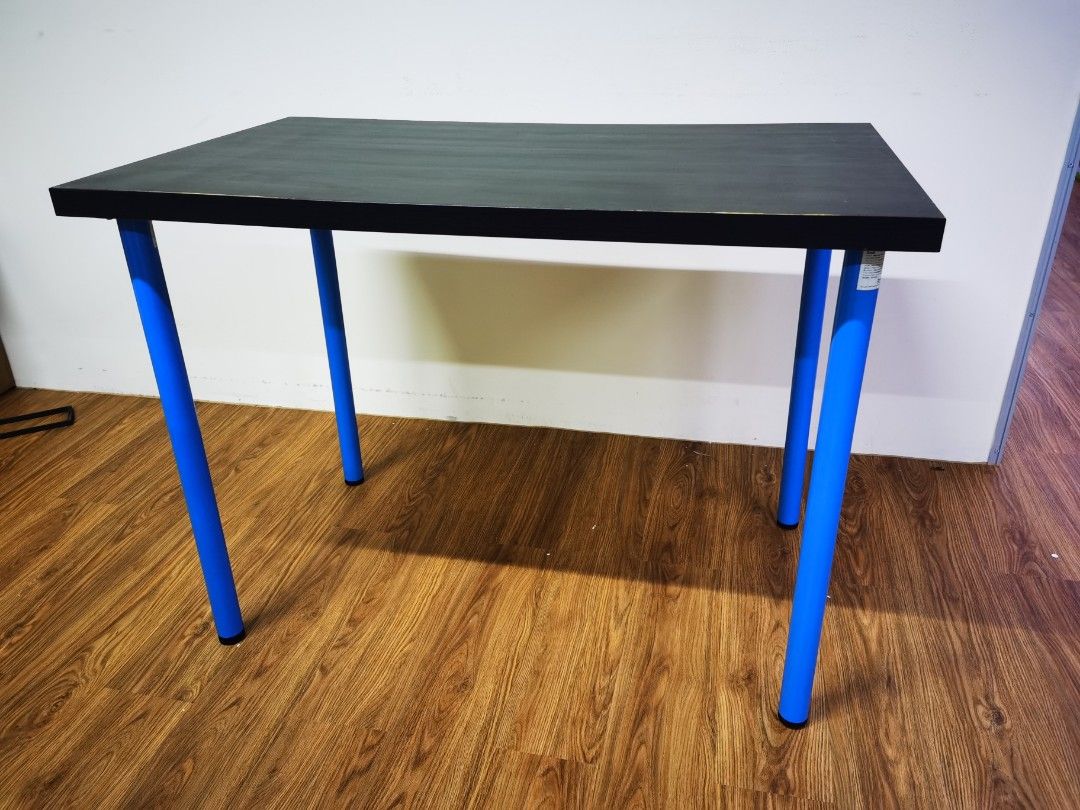 100cm Ikea LINNMON table with blue legs Furniture Home Living