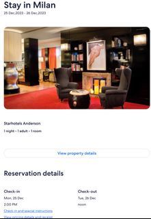 1 night stay @ Milan, Starhotels Anderson, 1 pax
