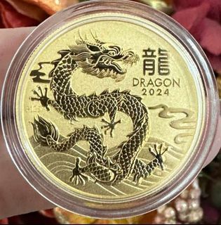 1 oz Perth Mint Lunar Series III: 2024 Year of the Dragon 999.9 Gold Coin
