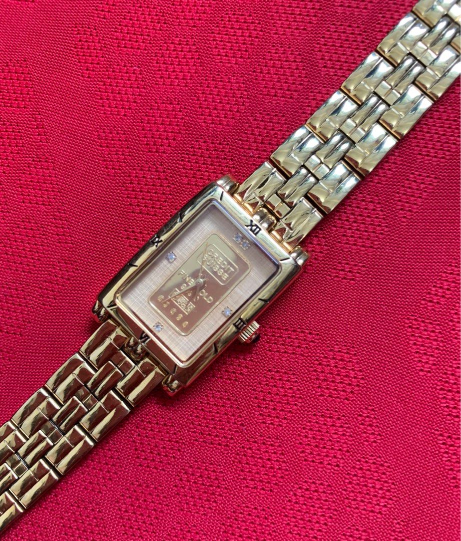 純金1g 999.9 ELGIN CREDIT SUISSE GOLD INGOT watch, 名牌, 手錶 