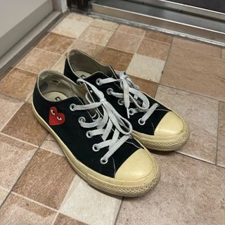 二手轉售 原價$5000｜Converse 川久保玲 CDG Play聯名 經典小愛心黑色帆布鞋 23