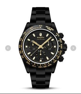 佐敦門市 全新 BAPE 最新推出 New CLASSIC TYPE 4 BAPEX Black 1J70187015 猿人 BAPE A BATHING APE analog BLACK WHITE CHRONOGRAPH 熱賣 人氣 一年保養