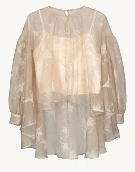 日牌Acka sheer over flare blouse（ivory）, 女裝, 上衣, T-shirt