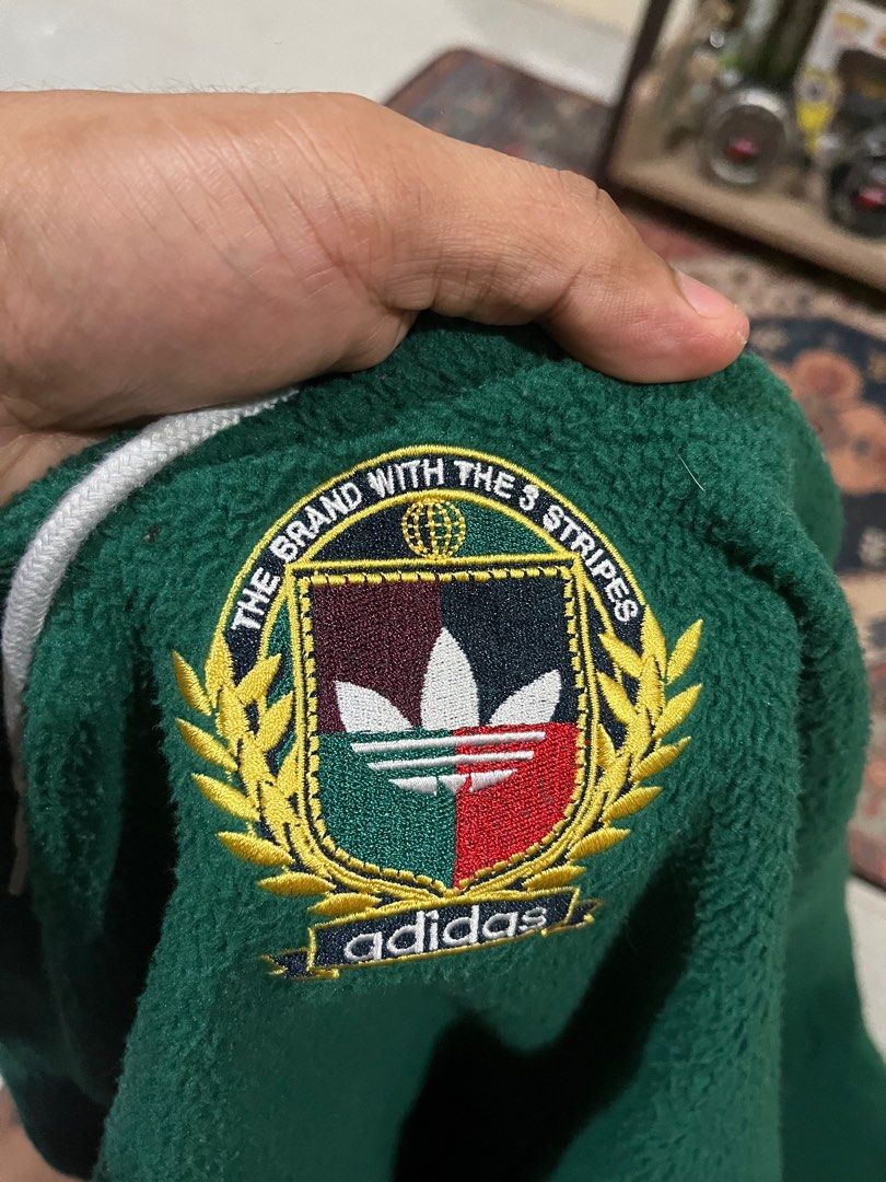 Adidas originals hoodie with collegiate crest in green fleec cheap