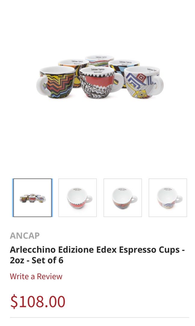 Arlecchino Edizione Edex Espresso Cups - 2oz