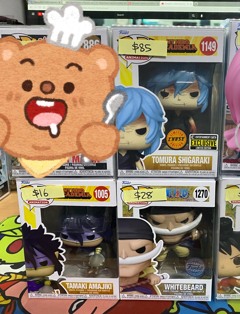 Anime Funko Pops Tomura Shigaraki Chase, Tamaki Amajiki, Whitebeard