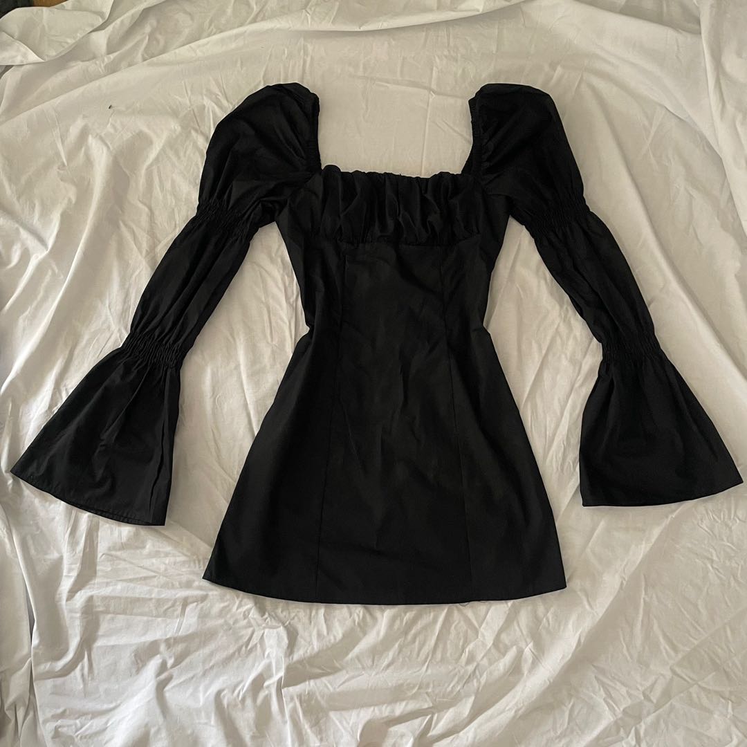 Black Puff Long Sleeve Dress | y2k acubi goth punk formal pinterest ...