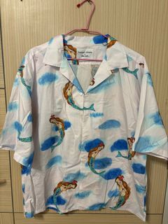 bn niko and x tsumori chisayo mermaid printed cotton shirt loose fit size s