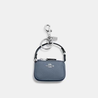 BNWT Coach mini nolita bag charm blue pebbled leather keychain coin purse