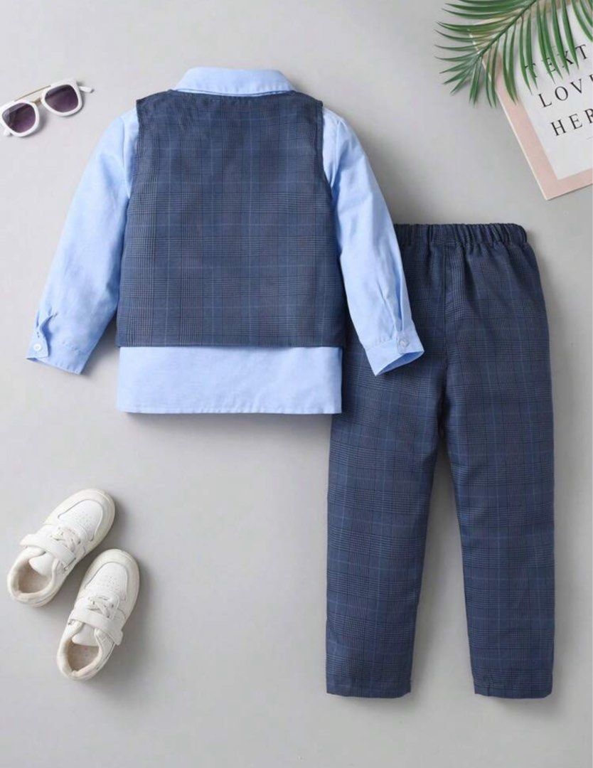 Boys Plaid Vest Coat Shirt Pants Babies Kids Babies Kids