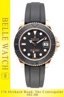 Brand New Rolex 268655 Yacht Master Everose Gold Black Dial Oysterflex Strap