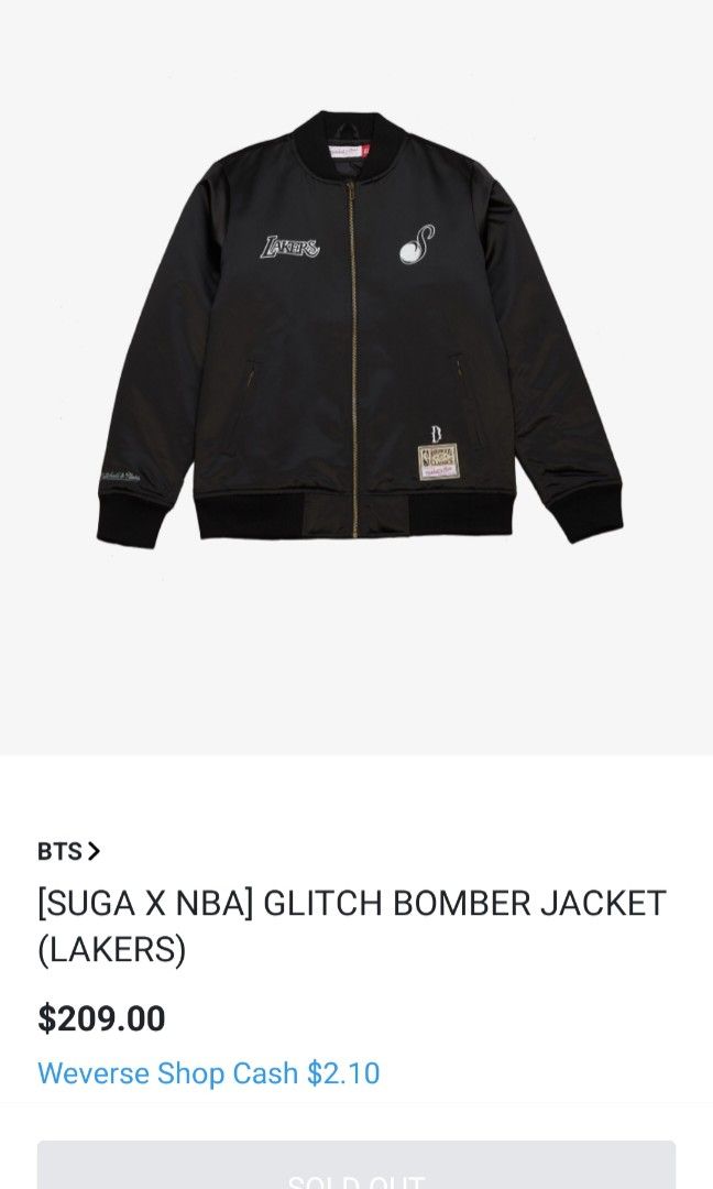 BTS SUGA×NBA GLITCH BOMBER JACKET LAKERS Lakers x SUGA Glitch Bomber Jacket – Lakers Store