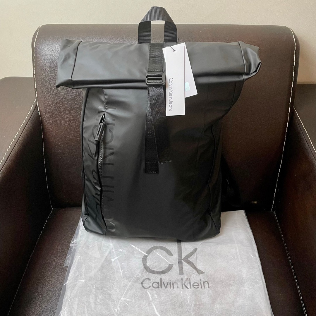 Calvin Klein Classic Waterproof Backpack Black, Barang Mewah, Tas
