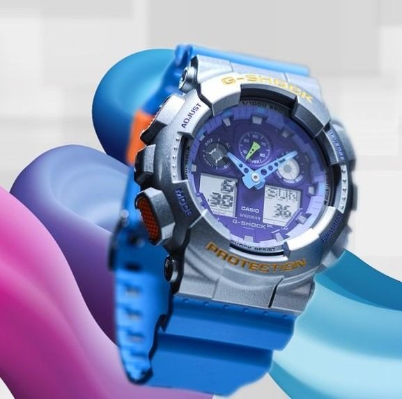 Casio G Shock GA 100EU 8A2 Vibrant Blue Color Analog Digital Men s