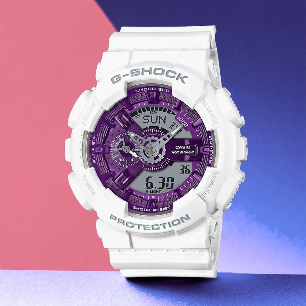 Casio G Shock GA 110WS 7A Seasonal Collection 2023 Purple White Analog Digital Men s Fashion Sport Watch GA110