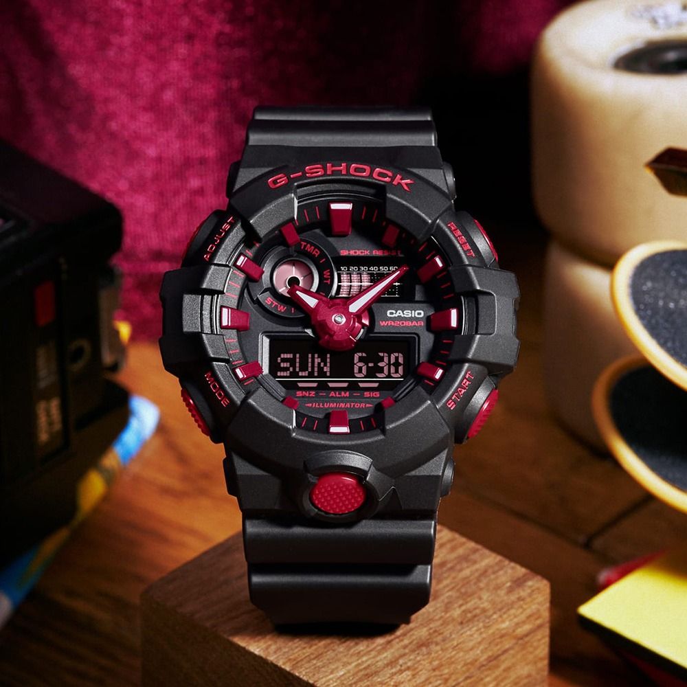 Casio G Shock GA 700BNR 1A Ignite Red Black Analog Digital Men s