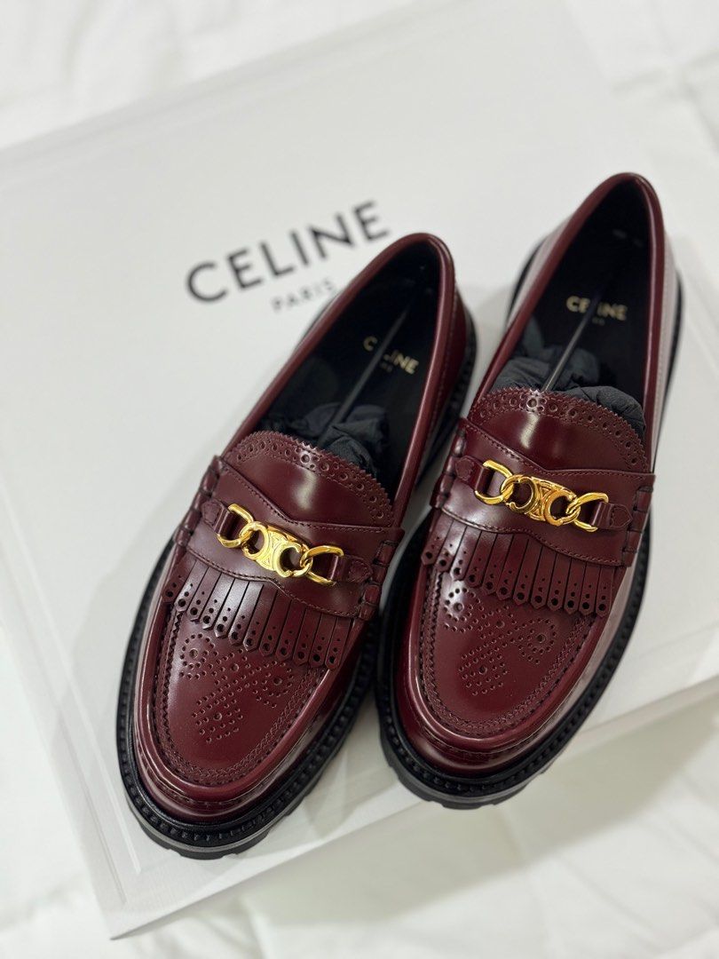 Celine Loafers (Category: Sneakers & Footwear) located in Quezon City. Submitted by irispx (Listing ID 1268497737, Image 1). Description: Authentic Celine Loafers in Burgundy Color Women’s 37 Bought in Tokyo, Japan this November 2023 Complete with Box, Dustbag, Cards, Receipt and Paper Bag Will send additional photos upon request Rfs: Impulse Buy.