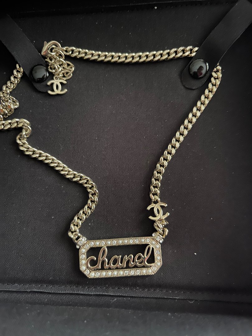 Vintage Chanel Gold Plated Triple Interlocking CC Necklace in 2023