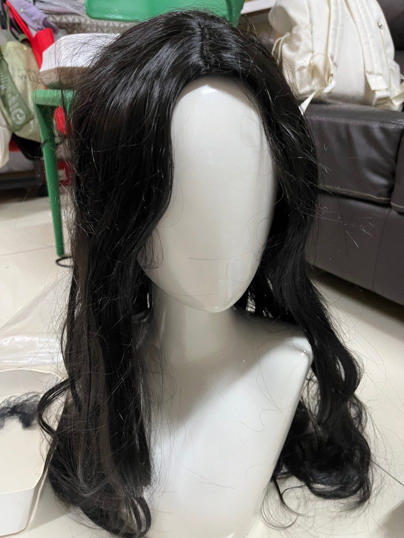 Black long online wig 80 cm