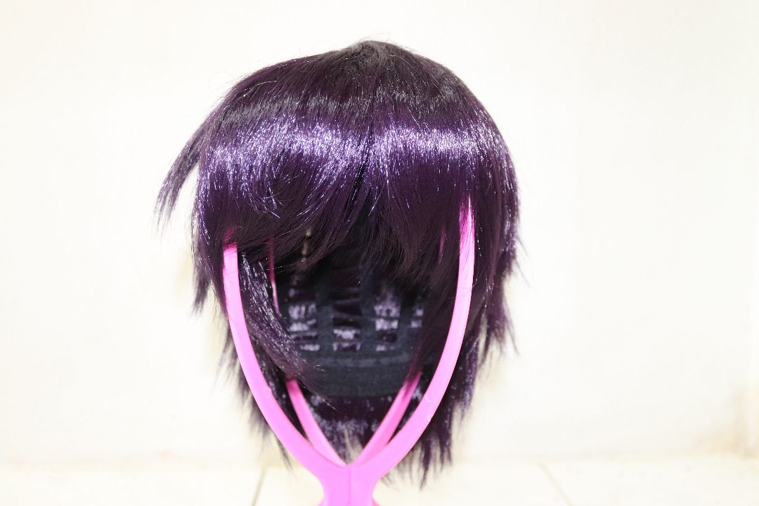 Short dark purple cosplay wig on sale