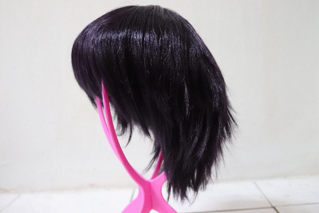 Short dark purple online cosplay wig