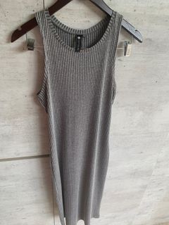 Cotton on grey stripe bodycon dress