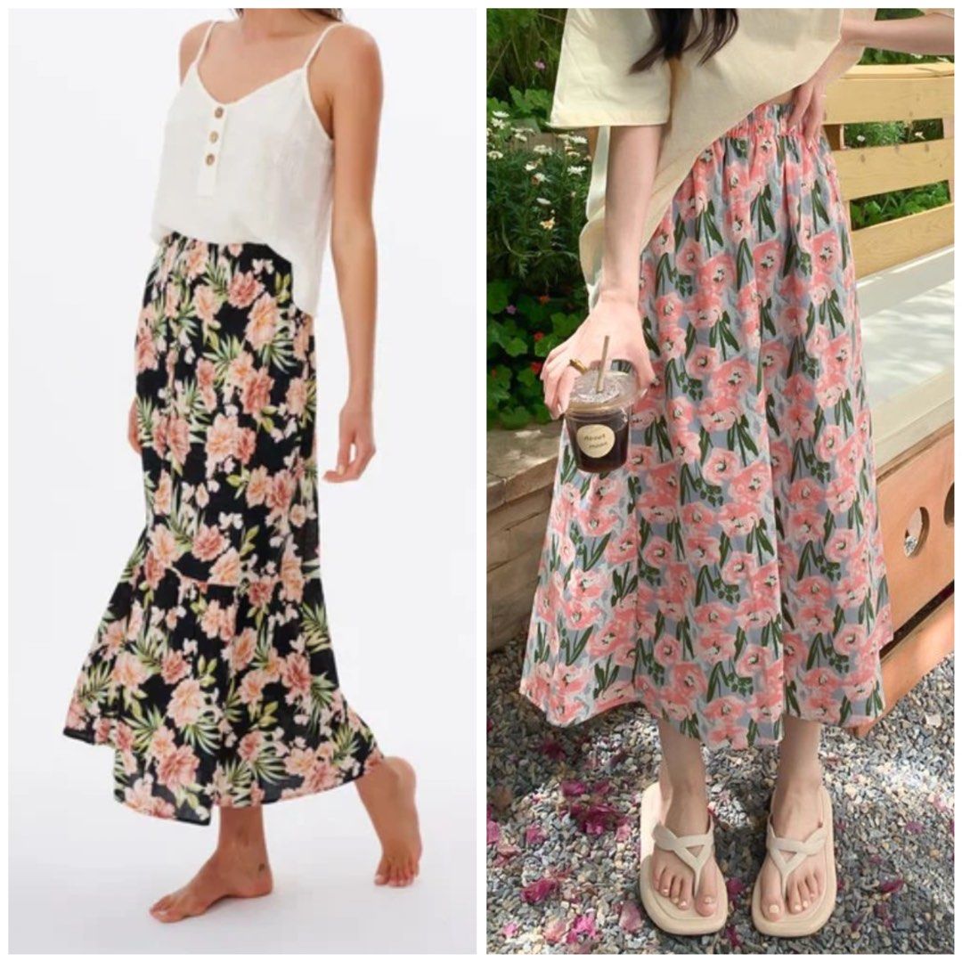 Floral midi skirt cotton on clearance