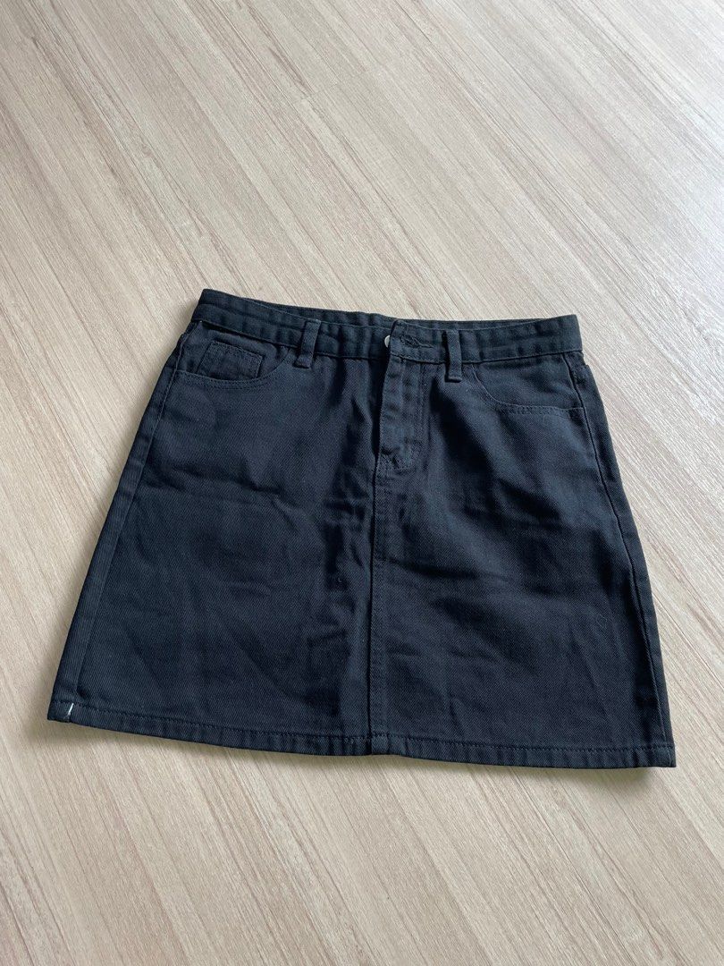 Black denim skirt online xl