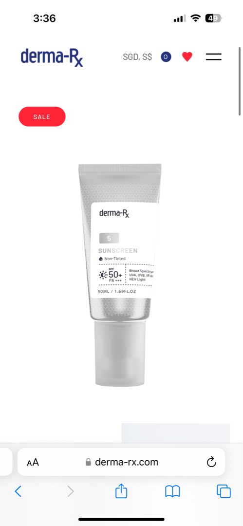 Derma-RX Non Tinted Sunscreen SPF50+, Beauty & Personal Care, Face ...