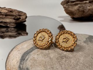 Dior vintage 日本二手 中古復古古董 桂冠造型 夾式耳環