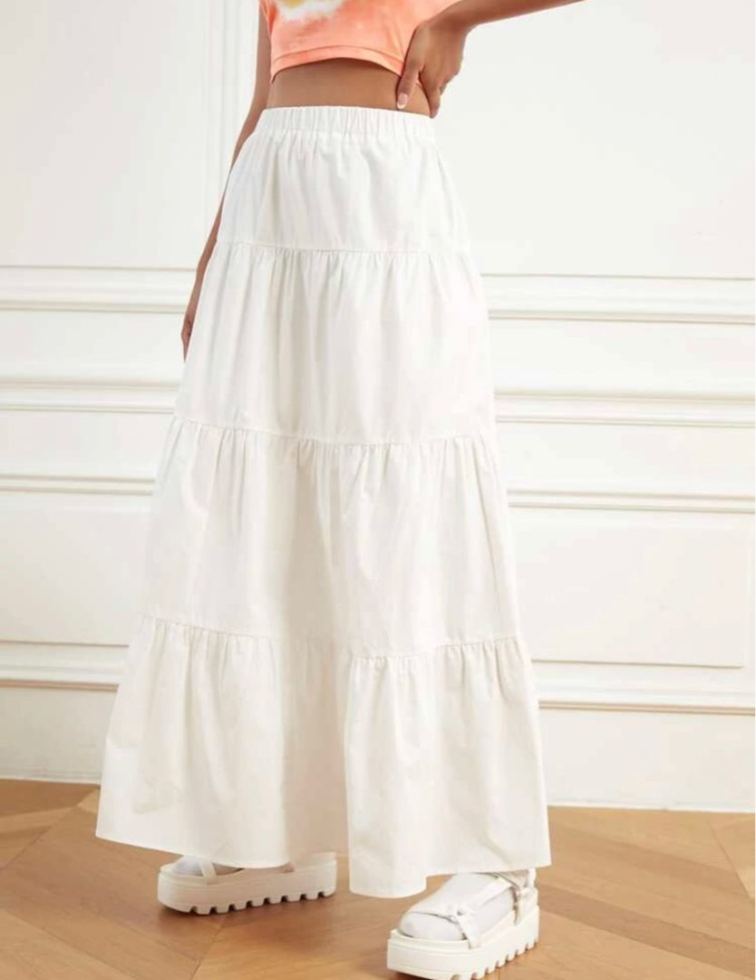 Elastic waist 2025 ruffle skirt