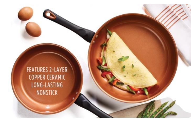 9.25 & 11.25 Copper Ceramic Nonstick Frying Pan Set — Farberware Cookware