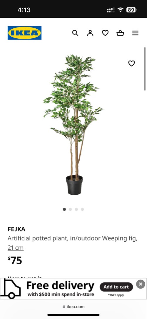 Fejka IKEA artificial plant weeping fig, Furniture & Home Living, Home