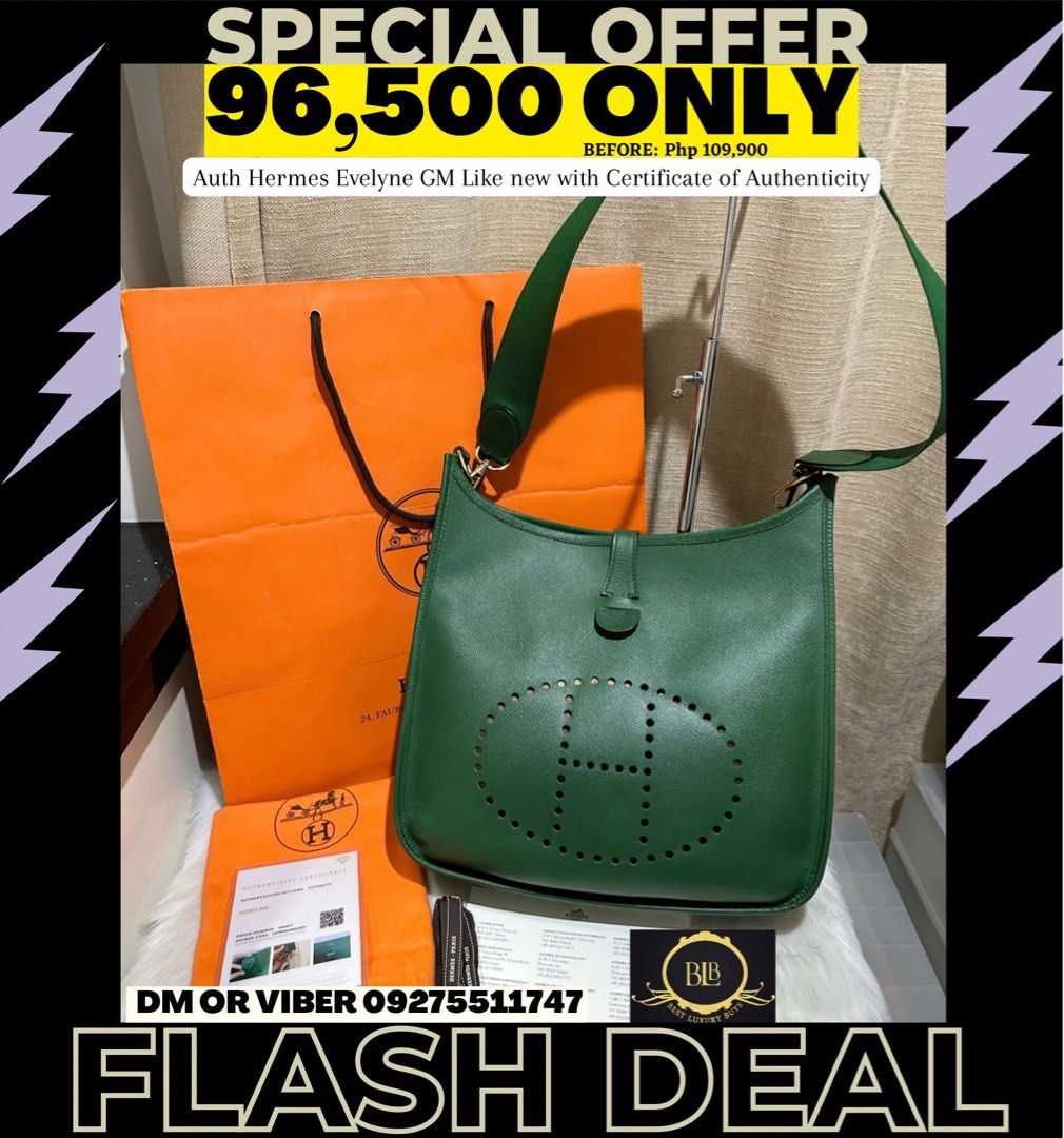 FLASH DEAL SALE Authentic Hermes Evelyne Evelyn GM Sling Messenger Bag