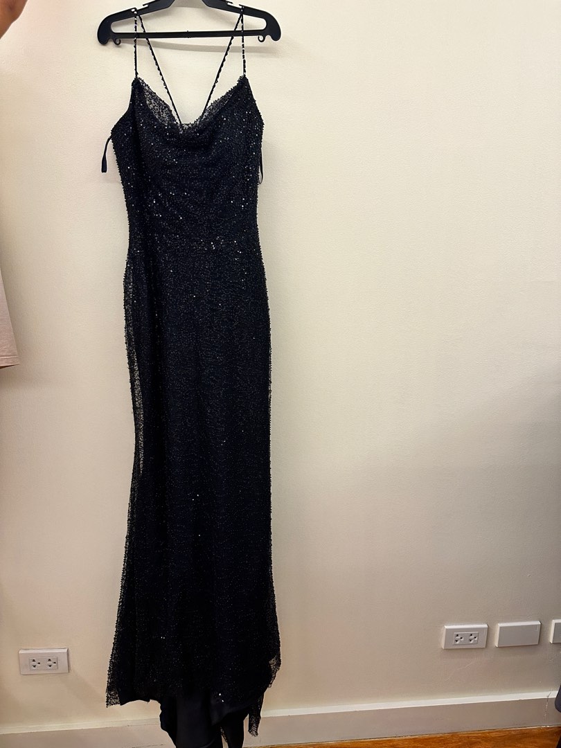 Fully beaded black dress/gown, Women's Fashion, Dresses & Sets, Evening ...