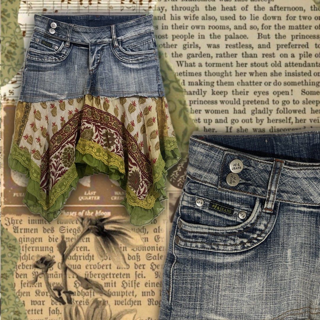 Hippie denim skirts sales