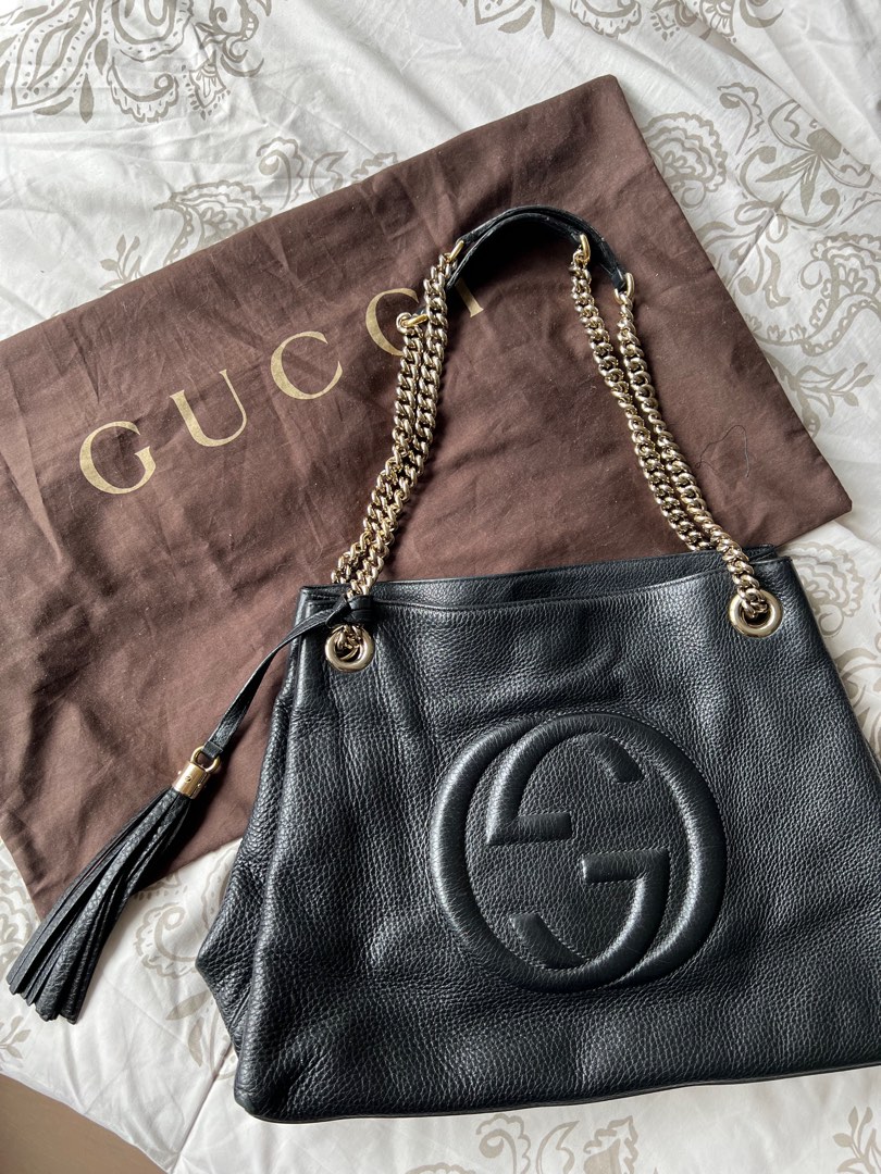 Gucci black leather hobo bag
