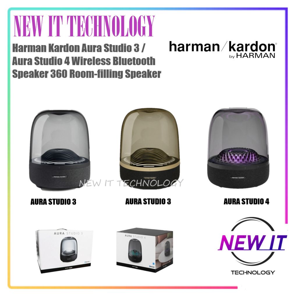 Harman Kardon Aura Studio 3 / Aura Studio 4 Wireless Bluetooth Speaker 360  Room-filling Speaker, Audio, Soundbars, Speakers & Amplifiers on Carousell