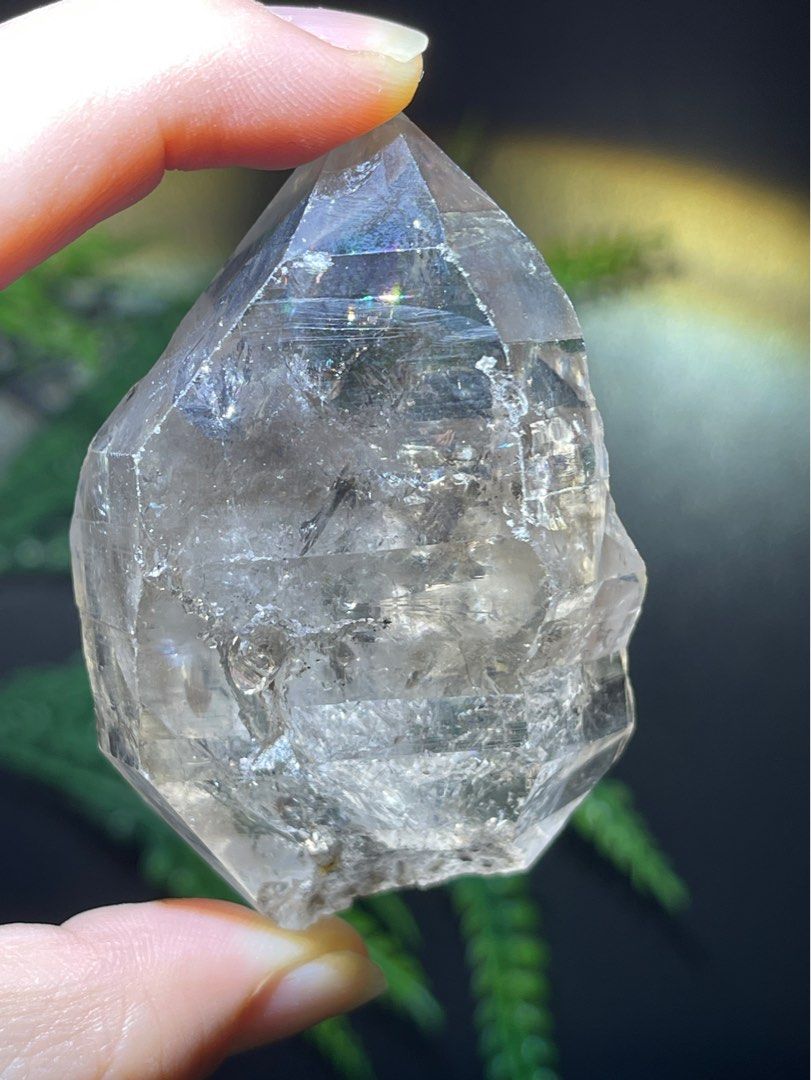 Herkimer Diamond Crystal Raw Stone Natural Quartz Shining. With rainbow Diamond Natural Crystal