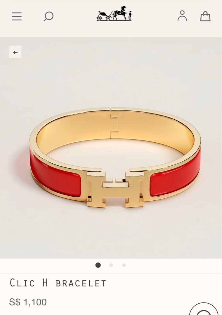 Hermes Clic Clac H Bracelet White Enamel with Gold Size Small | Mightychic