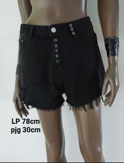 High waist denim Black Short Pants