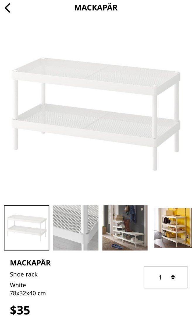 IKEA Mackapar shoe rack, Furniture & Home Living, Furniture, Shelves