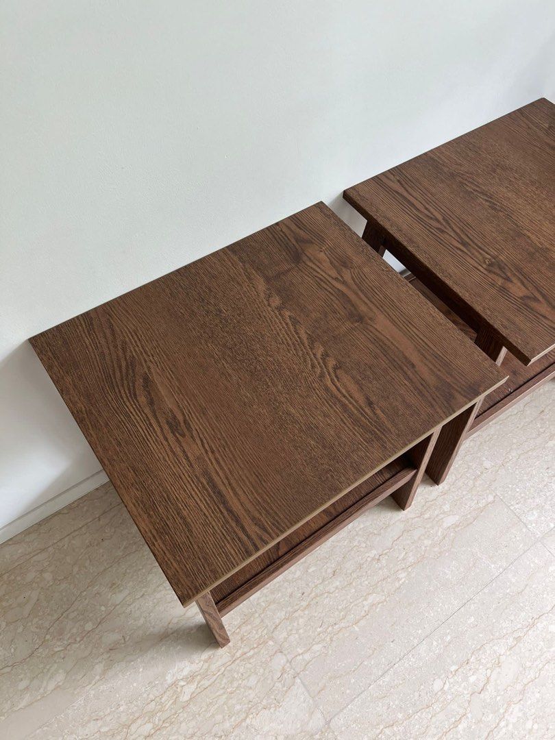 IKEA Walnut Brown lunnarp side table, Furniture & Home Living