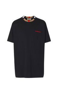 (INSTOCK) BURBERRY JAYSON CHECKED COLLAR BLACK TEE