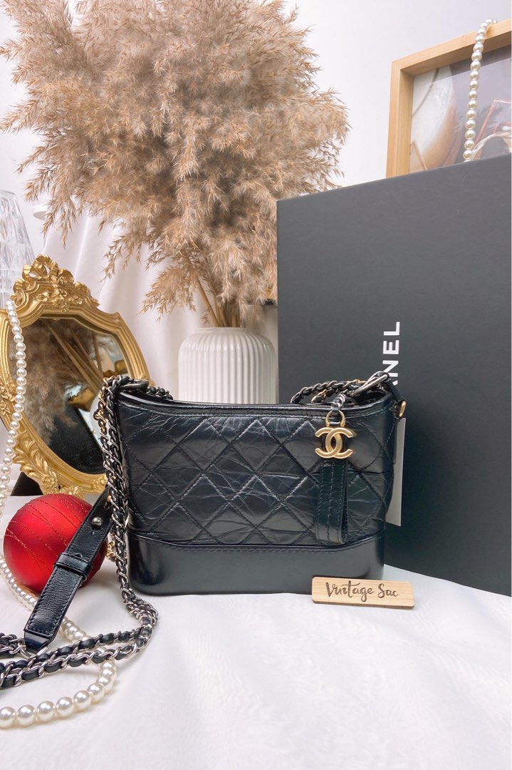 JZC7976 Black Aged Calfskin Small Gabrielle Hobo Bag Luxury Bags