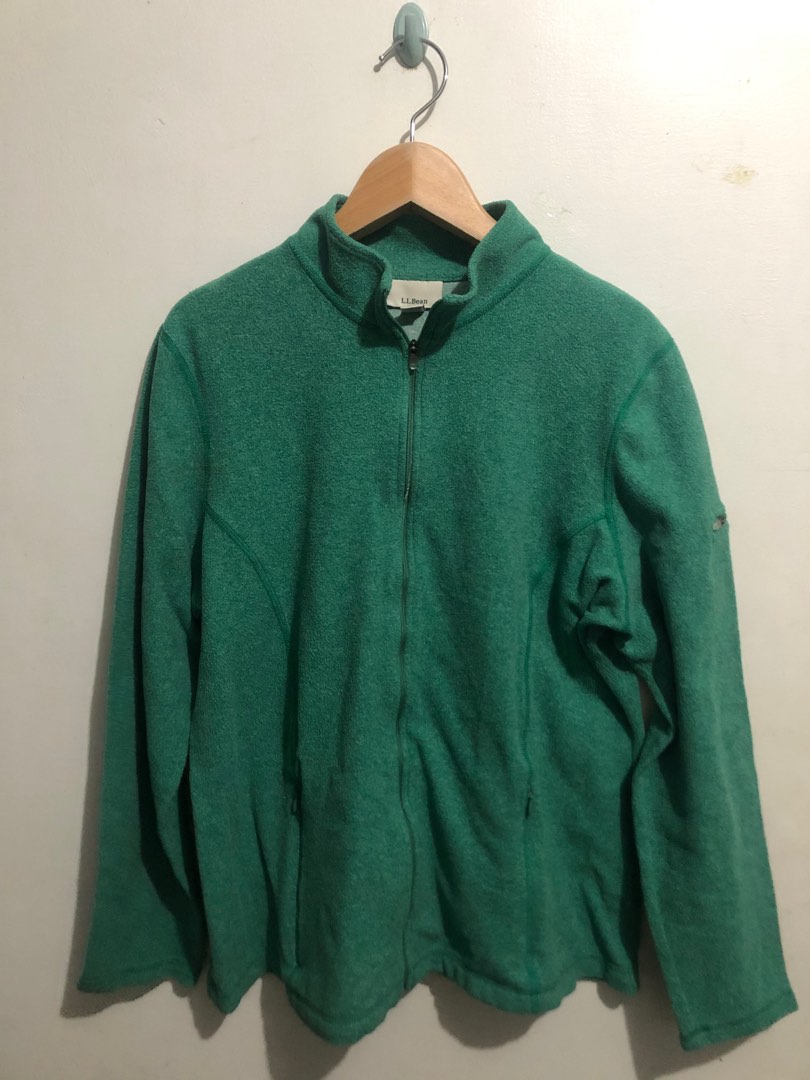 70s~80'S LLBean Fleece Jacket Men's XL Size Vintage unclear Green type dark green Vintage Second Hand